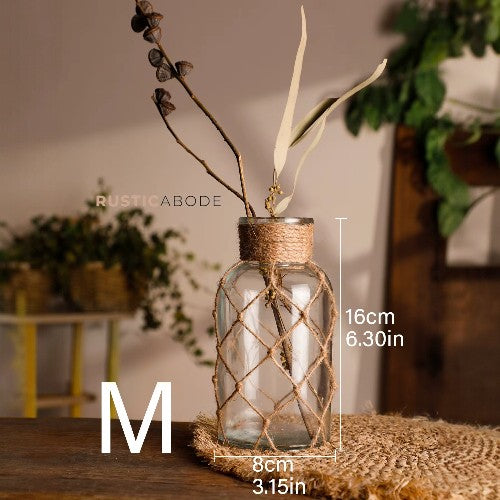 Rustic Hanging Glass Vase Rope