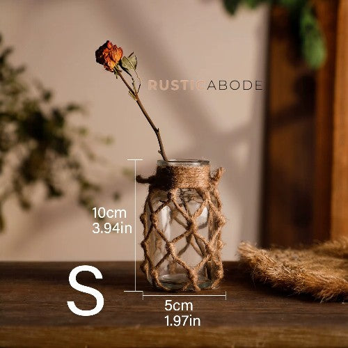 Rustic Hanging Glass Vase Rope