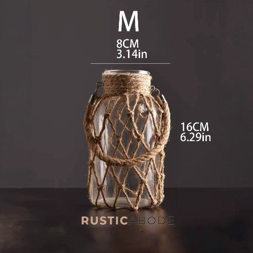 Rustic Hanging Glass Vase Rope