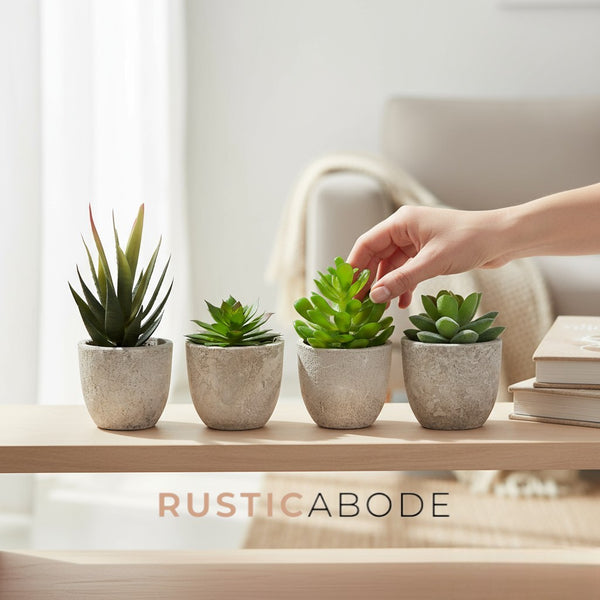 fake small succulents Mini Faux Succulent Set – Rustic Abode