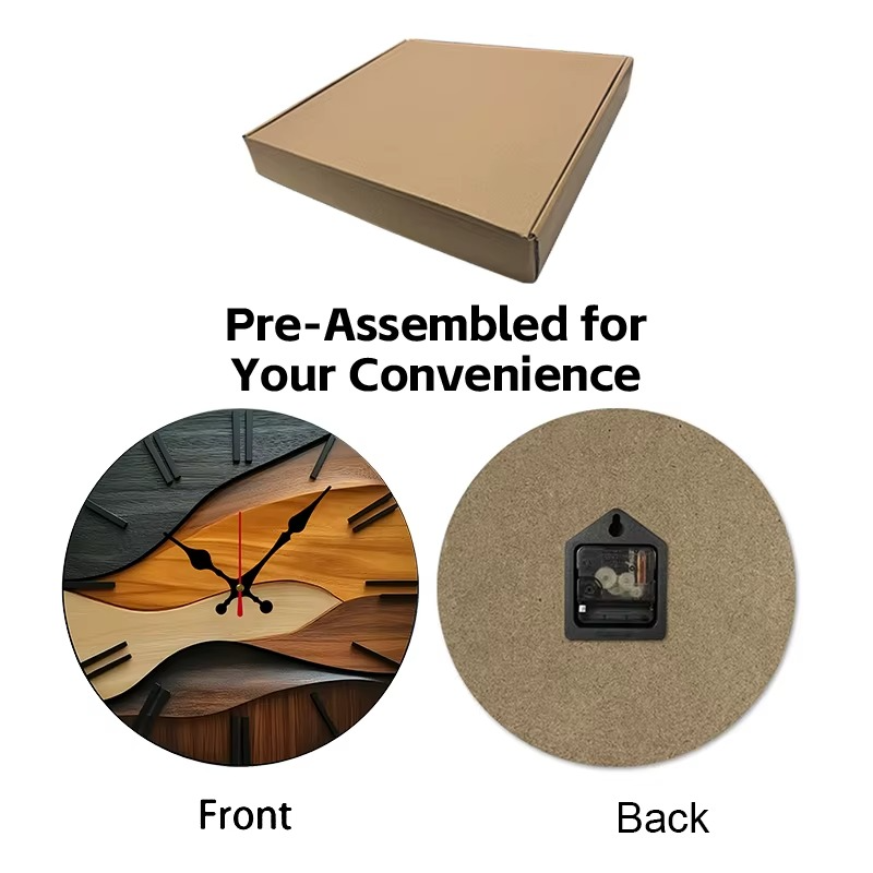 Nordic Wooden Round Silent Hanging Wall Clock